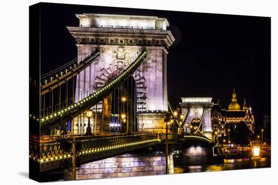 Chain Bridge, St. Stephens. Danube River Reflection, Budapest, Hungary-William Perry-Premier Image Canvas