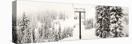 Chair Lift and Snowy Evergreen Trees at Stevens Pass, Washington State, USA-null-Premier Image Canvas