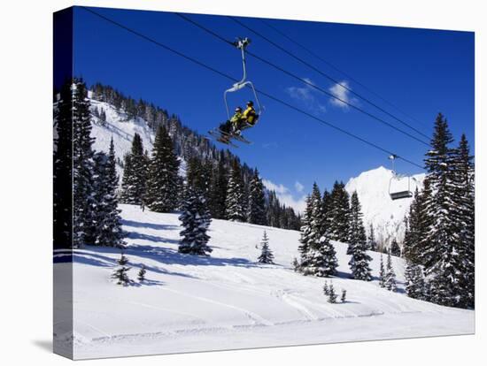 Chair Lift Carries Skiers at Alta, Alta Ski Resort, Salt Lake City, Utah, USA-Kober Christian-Premier Image Canvas