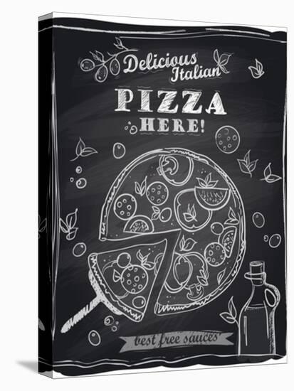 Chalk Pizza with the Cut Off Slice-Selenka-Stretched Canvas