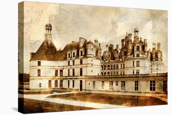 Chambord Castle - Artwork In Painting Style-Maugli-l-Stretched Canvas