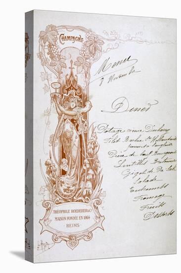 Champagne Advertisement on a Menu, 19th Century-null-Premier Image Canvas