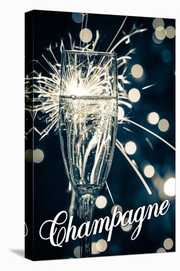 Champagne Glass-Lantern Press-Stretched Canvas