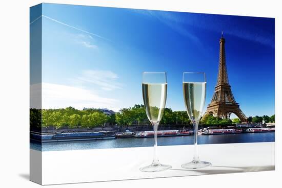 Champaign Glasses Eiffel Tower-null-Stretched Canvas