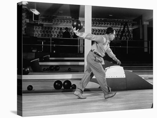 Champion Bowler Andy Varipapa Demonstrating Proper Bowling Technique-Gjon Mili-Premier Image Canvas