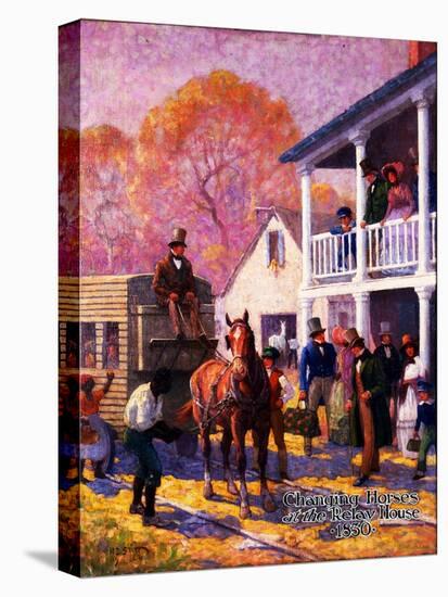 Changing Horses at the Relay House-Herbert Stitt-Premier Image Canvas