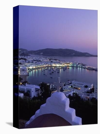 Chapel & Mykonos Town at Night, Greece-Walter Bibikow-Premier Image Canvas