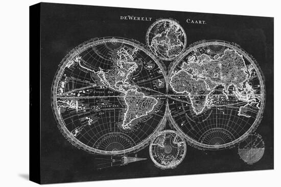 Charcoal World Map-Studio W-Stretched Canvas