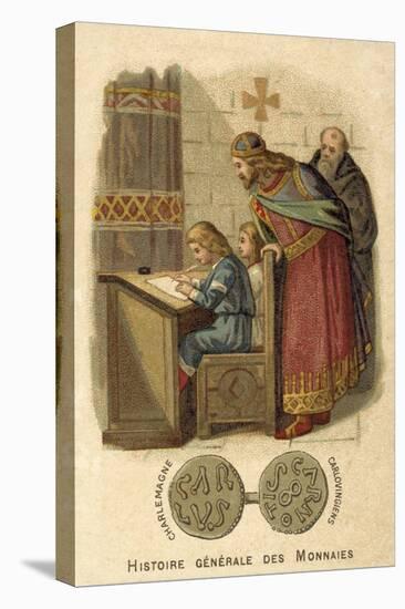 Charlemagne Watching Children Writing at School-null-Premier Image Canvas