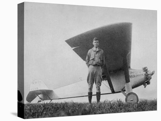 Charles Augustus Lindbergh American Aviator with His Ryan Monoplane the Spirit of St. Louis-null-Premier Image Canvas