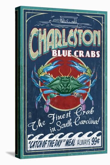 Charleston, South Carolina - Blue Crabs-Lantern Press-Stretched Canvas