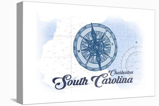 Charleston, South Carolina - Compass - Blue - Coastal Icon-Lantern Press-Stretched Canvas