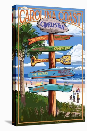 Charleston, South Carolina - Destination Signs-Lantern Press-Stretched Canvas