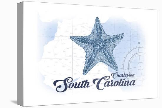 Charleston, South Carolina - Starfish - Blue - Coastal Icon-Lantern Press-Stretched Canvas