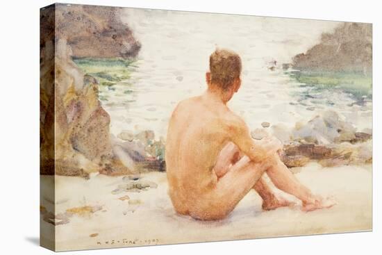 Charlie Seated on the Sand, 1907-Henry Scott Tuke-Premier Image Canvas