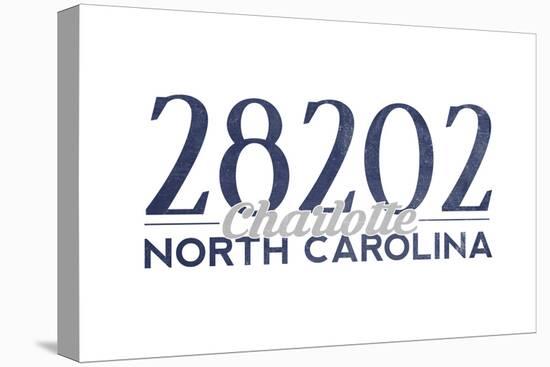 Charlotte, North Carolina - 28202 Zip Code (Blue)-Lantern Press-Stretched Canvas