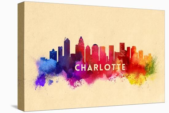 Charlotte, North Carolina - Skyline Abstract-Lantern Press-Stretched Canvas