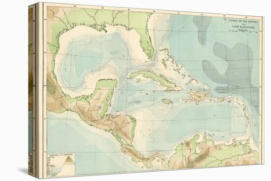 Chart of the West Indies Sea Depths and Land Elevations-null-Premier Image Canvas