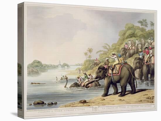 Chasing a Tiger across a River, from "Oriental Field Sports", Pub. by Edward Orme, 1807-Samuel Howett-Premier Image Canvas