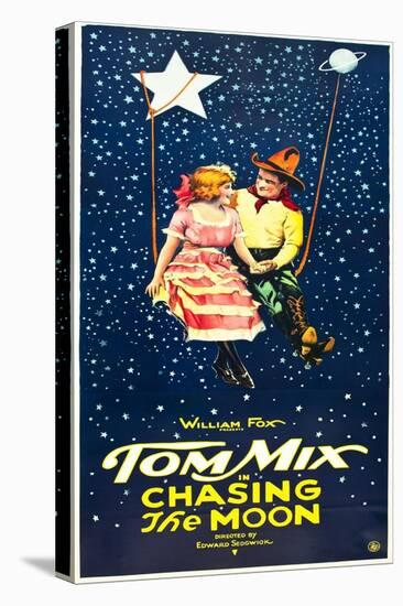 Chasing The Moon, Eva Novak, Tom Mix on US insert poster, 1922-null-Stretched Canvas