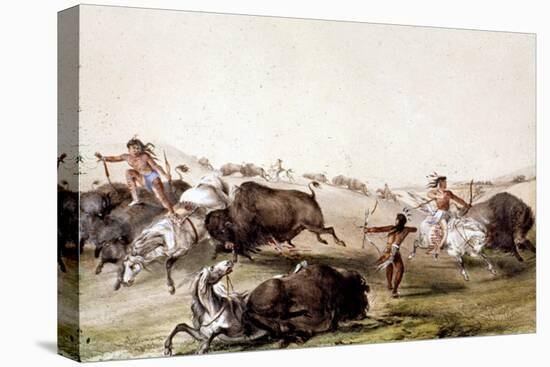 Chasse au bison chez les Indiens d'Amérique du Nord-Mc Gahey d'après G. Catlin-Premier Image Canvas