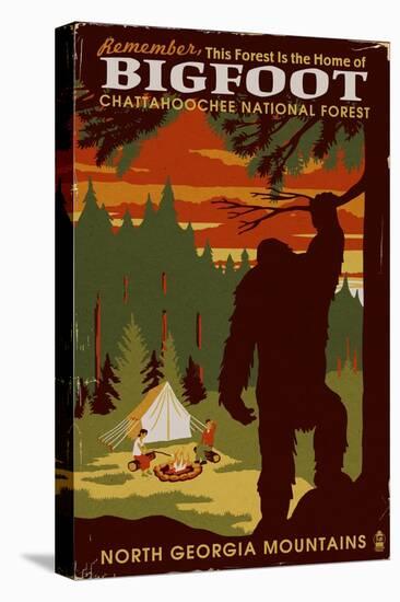 Chattahoochee National Forest, Georgia - Home of Bigfoot-Lantern Press-Stretched Canvas