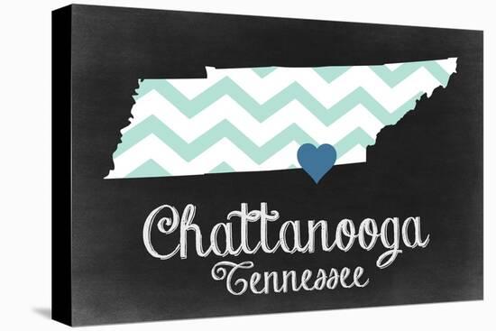 Chattanooga, Tennessee - Chalkboard State Heart-Lantern Press-Stretched Canvas