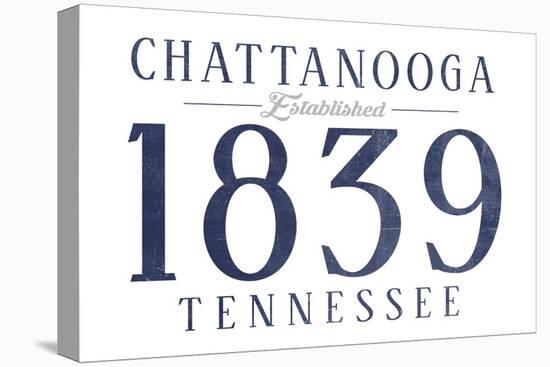 Chattanooga, Tennessee - Established Date (Blue)-Lantern Press-Stretched Canvas