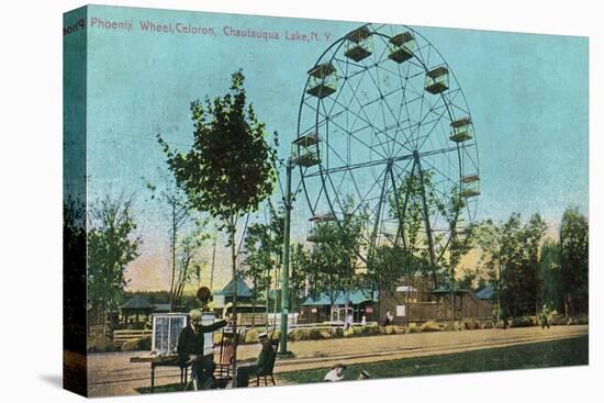 Chautauqua Lake, New York - Celoron Park; View of Phoenix Ferris Wheel-Lantern Press-Stretched Canvas