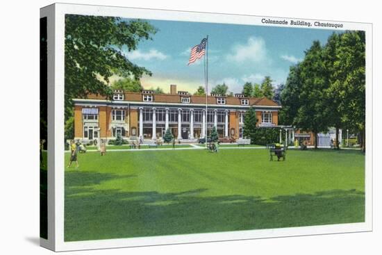 Chautauqua, New York - Exterior View of the Colonnade Building-Lantern Press-Stretched Canvas