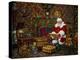 Checking His List by the Fire-Santa’s Workshop-Premier Image Canvas