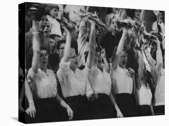 Cheerleaders at Sharon Springs Basketball Game-George Silk-Premier Image Canvas