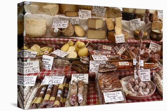 Cheese and Salamis at Papiniano Market, Milan, Lombardy, Italy, Europe-Yadid Levy-Premier Image Canvas