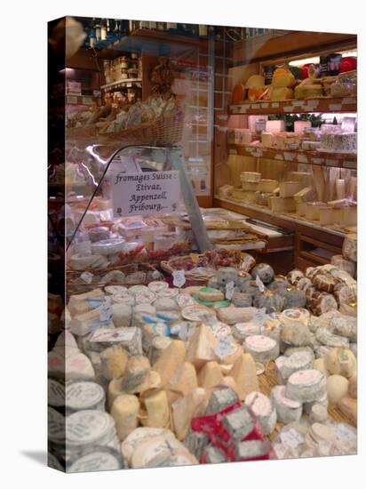 Cheese and Wine Variety in Shop, Paris, France-Lisa S. Engelbrecht-Premier Image Canvas