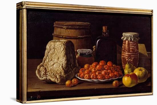 Cheese, Fruit and Recipient. Painting by Luis Melendez (1716 - 1780), Spanish School, 18Th Century.-Luis Egidio Menendez or Melendez-Premier Image Canvas