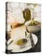 Cheese, Olives and Olive Oil on Table Out of Doors-null-Premier Image Canvas