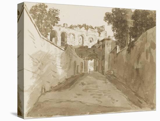 Chemin encaissé entre de hautes murailles et ruines-Pierre Henri de Valenciennes-Premier Image Canvas