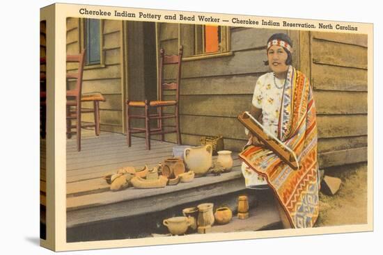 Cherokee Indian with Pottery, North Carolina-null-Stretched Canvas