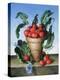 Cherries in Terracotta with Blue Flower-Amelia Kleiser-Premier Image Canvas