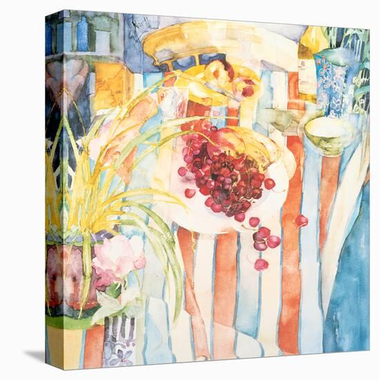 Cherries on White Plate-Unknown Trevena-Stretched Canvas