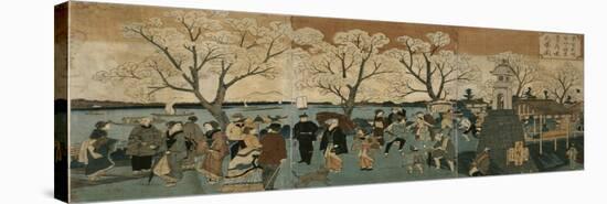 Cherry Blossoms in Full Bloom Along Sumida River (Bokusui Tsutsumi Hanazakari No Z)-Utagawa Hiroshige-Premier Image Canvas