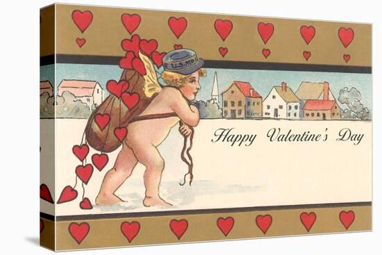 Cherub Mail Carrier Toting Valentines-null-Stretched Canvas