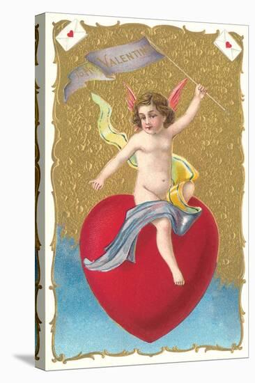 Cherub Sitting on Heart-null-Stretched Canvas