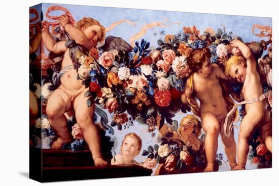 Cherubs with Garland of Flowers-Carlo Maratti-Stretched Canvas