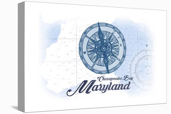 Chesapeake Bay, Maryland - Compass - Blue - Coastal Icon-Lantern Press-Stretched Canvas