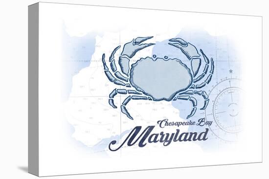 Chesapeake Bay, Maryland - Crab - Blue - Coastal Icon-Lantern Press-Stretched Canvas