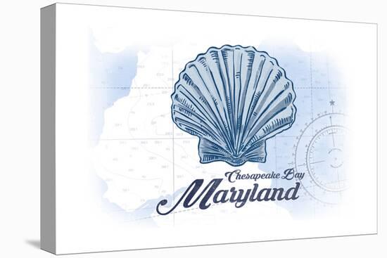 Chesapeake Bay, Maryland - Scallop Shell - Blue - Coastal Icon-Lantern Press-Stretched Canvas