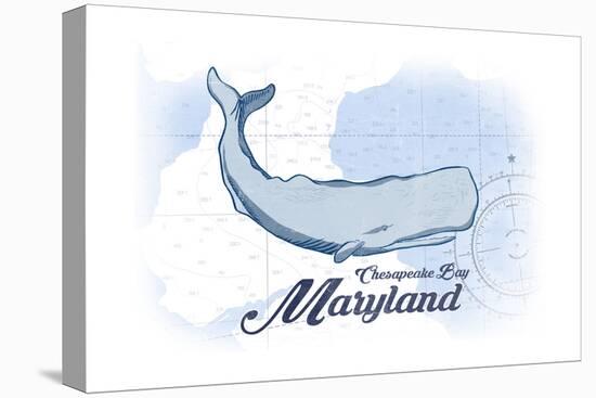Chesapeake Bay, Maryland - Whale - Blue - Coastal Icon-Lantern Press-Stretched Canvas