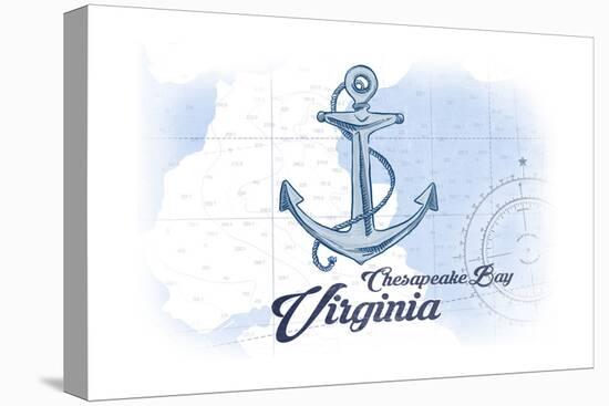 Chesapeake Bay, Virginia - Anchor - Blue - Coastal Icon-Lantern Press-Stretched Canvas