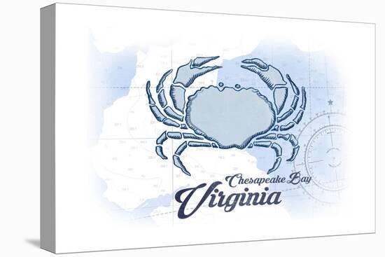 Chesapeake Bay, Virginia - Crab - Blue - Coastal Icon-Lantern Press-Stretched Canvas